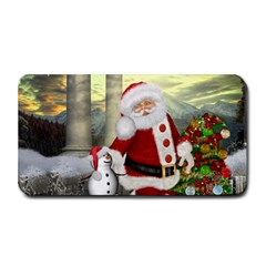 Sanata Claus With Snowman And Christmas Tree Medium Bar Mats by FantasyWorld7