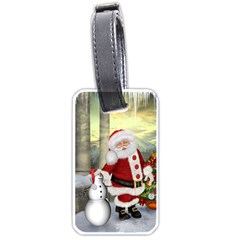 Sanata Claus With Snowman And Christmas Tree Luggage Tags (one Side)  by FantasyWorld7