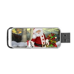 Sanata Claus With Snowman And Christmas Tree Portable Usb Flash (one Side) by FantasyWorld7