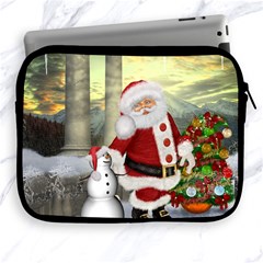 Sanata Claus With Snowman And Christmas Tree Apple Ipad 2/3/4 Zipper Cases by FantasyWorld7