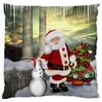 Sanata Claus With Snowman And Christmas Tree Standard Flano Cushion Case (One Side) Front