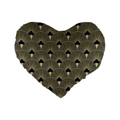 Art Deco Fan Pattern Standard 16  Premium Heart Shape Cushions by NouveauDesign