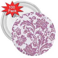 Vintage Floral Pattern 3  Buttons (100 Pack)  by NouveauDesign