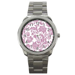 Vintage Floral Pattern Sport Metal Watch by NouveauDesign