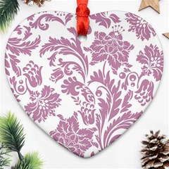 Vintage Floral Pattern Heart Ornament (two Sides) by NouveauDesign