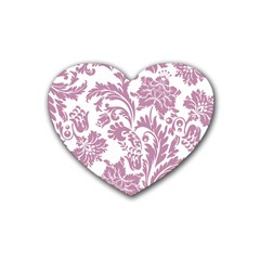 Vintage Floral Pattern Heart Coaster (4 Pack)  by NouveauDesign