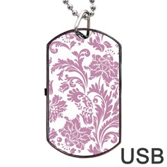 Vintage Floral Pattern Dog Tag Usb Flash (two Sides) by NouveauDesign