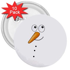 Cute Snowman 3  Buttons (10 Pack)  by Valentinaart