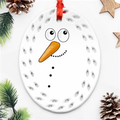 Cute Snowman Oval Filigree Ornament (two Sides) by Valentinaart