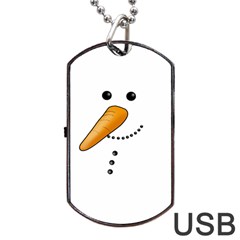 Cute Snowman Dog Tag Usb Flash (one Side) by Valentinaart