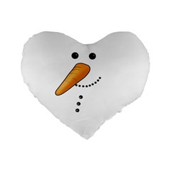 Cute Snowman Standard 16  Premium Flano Heart Shape Cushions by Valentinaart