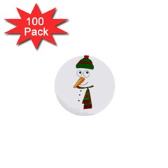 Cute Snowman 1  Mini Buttons (100 Pack)  by Valentinaart