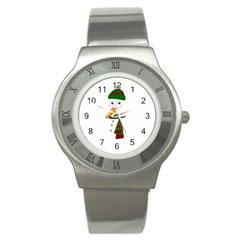 Cute Snowman Stainless Steel Watch by Valentinaart