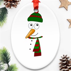 Cute Snowman Oval Ornament (two Sides) by Valentinaart