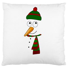 Cute Snowman Large Cushion Case (two Sides) by Valentinaart