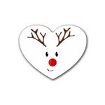 Cute reindeer  Rubber Coaster (Heart)  Front