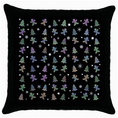 Ginger Cookies Christmas Pattern Throw Pillow Case (black) by Valentinaart