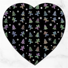 Ginger Cookies Christmas Pattern Jigsaw Puzzle (heart) by Valentinaart