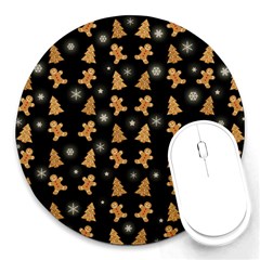 Ginger cookies Christmas pattern Round Mousepads