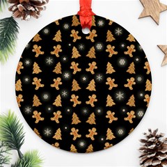 Ginger cookies Christmas pattern Ornament (Round)