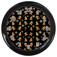 Ginger cookies Christmas pattern Wall Clocks (Black)