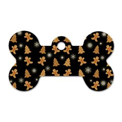 Ginger cookies Christmas pattern Dog Tag Bone (One Side)