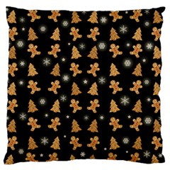 Ginger cookies Christmas pattern Large Flano Cushion Case (Two Sides)