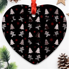 Ginger Cookies Christmas Pattern Ornament (heart) by Valentinaart