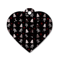 Ginger Cookies Christmas Pattern Dog Tag Heart (one Side) by Valentinaart