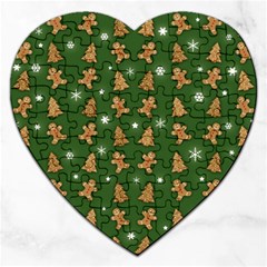 Ginger Cookies Christmas Pattern Jigsaw Puzzle (heart) by Valentinaart