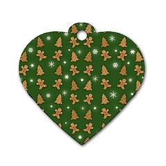 Ginger Cookies Christmas Pattern Dog Tag Heart (one Side) by Valentinaart