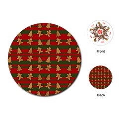 Ginger Cookies Christmas Pattern Playing Cards (round)  by Valentinaart