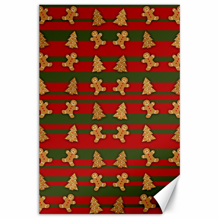 Ginger cookies Christmas pattern Canvas 24  x 36 