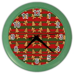 Ginger Cookies Christmas Pattern Color Wall Clocks by Valentinaart