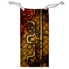 Noble Steampunk Design, Clocks And Gears With Floral Elements Jewelry Bag by FantasyWorld7