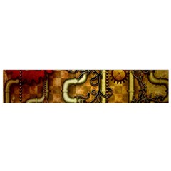 Noble Steampunk Design, Clocks And Gears With Floral Elements Flano Scarf (small) by FantasyWorld7