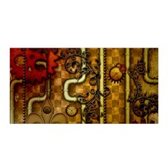 Noble Steampunk Design, Clocks And Gears With Floral Elements Satin Wrap by FantasyWorld7