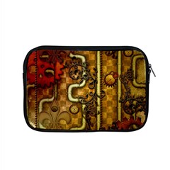 Noble Steampunk Design, Clocks And Gears With Floral Elements Apple Macbook Pro 15  Zipper Case by FantasyWorld7