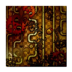 Noble Steampunk Design, Clocks And Gears With Floral Elements Tile Coasters by FantasyWorld7