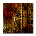 Noble Steampunk Design, Clocks And Gears With Floral Elements Tile Coasters Front