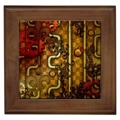 Noble Steampunk Design, Clocks And Gears With Floral Elements Framed Tiles by FantasyWorld7