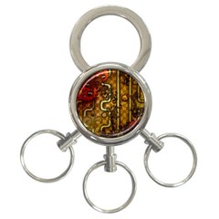 Noble Steampunk Design, Clocks And Gears With Floral Elements 3-ring Key Chains by FantasyWorld7