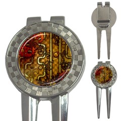 Noble Steampunk Design, Clocks And Gears With Floral Elements 3-in-1 Golf Divots by FantasyWorld7