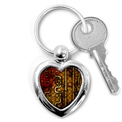 Noble Steampunk Design, Clocks And Gears With Floral Elements Key Chains (heart)  by FantasyWorld7