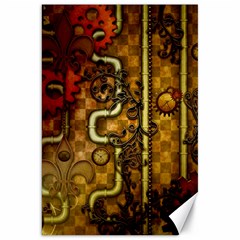 Noble Steampunk Design, Clocks And Gears With Floral Elements Canvas 20  X 30   by FantasyWorld7