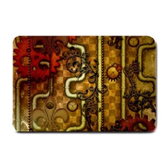 Noble Steampunk Design, Clocks And Gears With Floral Elements Small Doormat  by FantasyWorld7