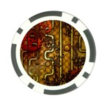 Noble Steampunk Design, Clocks And Gears With Floral Elements Poker Chip Card Guard Front