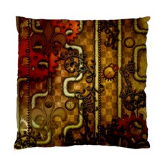 Noble Steampunk Design, Clocks And Gears With Floral Elements Standard Cushion Case (one Side) by FantasyWorld7