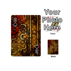 Noble Steampunk Design, Clocks And Gears With Floral Elements Playing Cards 54 (mini)  by FantasyWorld7