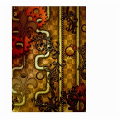 Noble Steampunk Design, Clocks And Gears With Floral Elements Large Garden Flag (two Sides) by FantasyWorld7